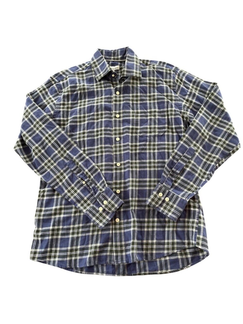Peter Millar Plaid Button Down Shirt Sz MED Cotton Lightweight Blue White
